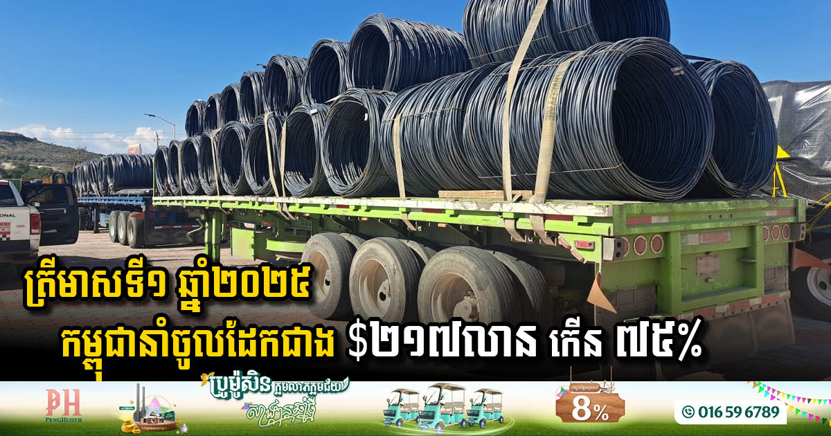 ក្នុងត្រីមាសទី១ ឆ្នាំ២០២៥ កម្ពុជានាំចូលដែកជាង ២១៧លានដុល្លារ កើនឡើង ៧៥%